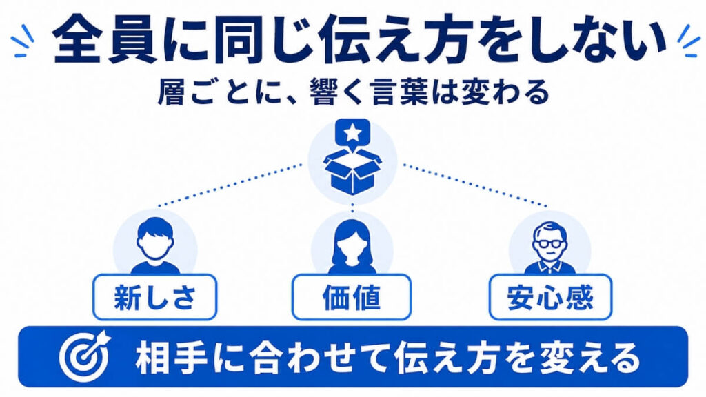 相手に合わせて伝え方を変える図解