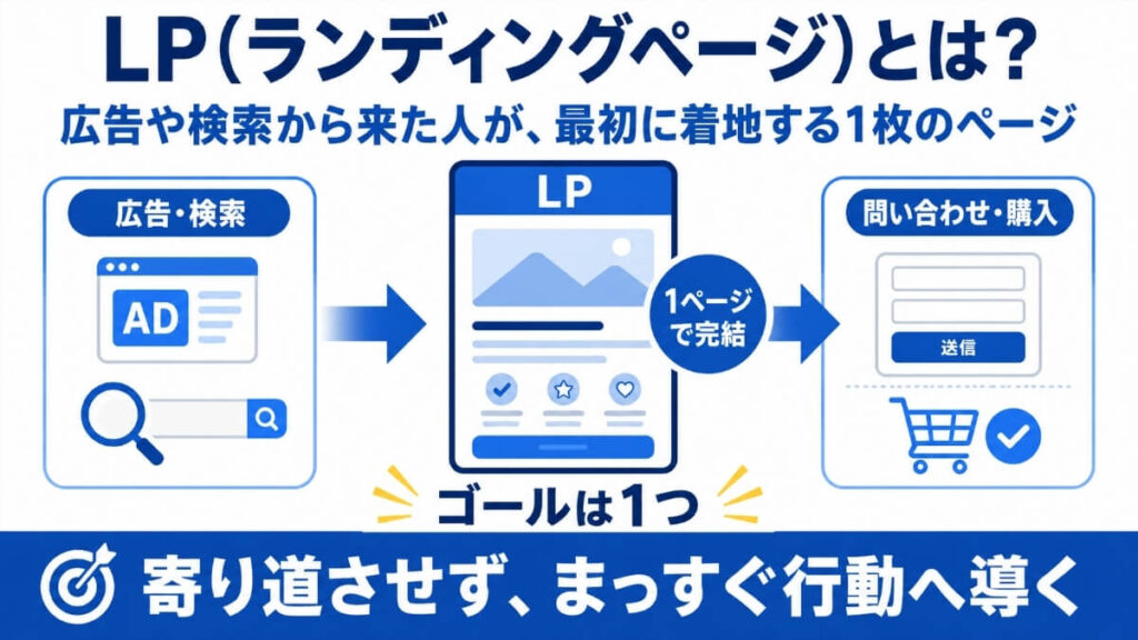 LPを図解で説明しているイラスト