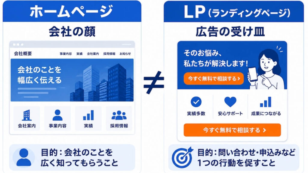 HPとLPの違いを解説してる図解