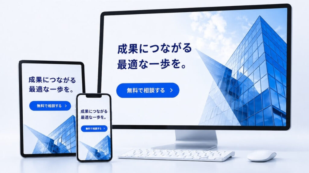 スマホ・タブレット・PCにそれぞれ映し出されたLPのイメージ画面