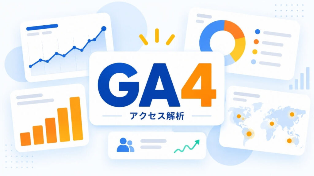 画像の中心に大きくGA4アクセス解析と書いているGA4のイメージ画像