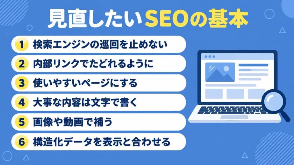 Googleが挙げる、見直したいSEOの基本6項目