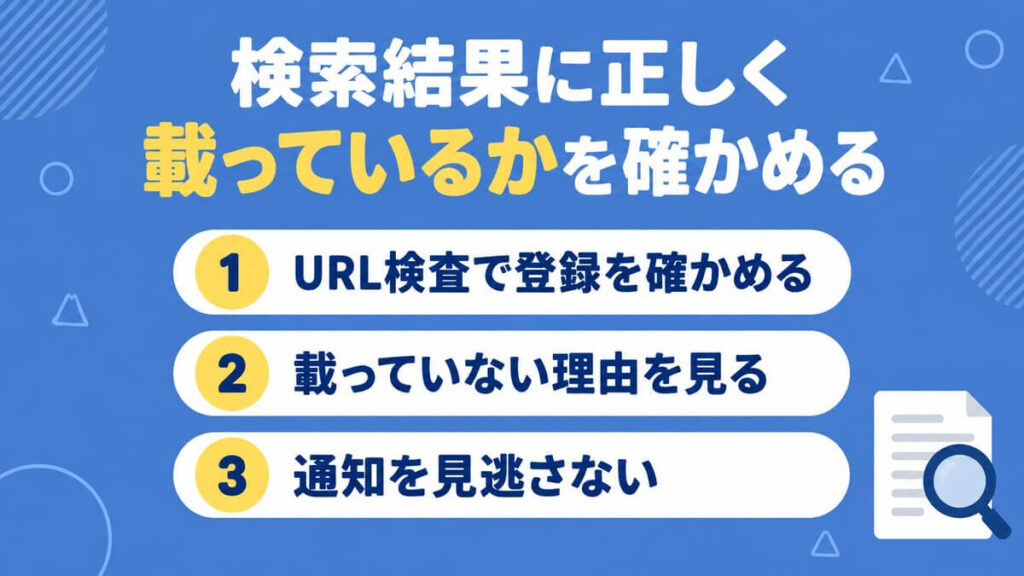 サーチコンソールで検索結果に正しく載っているかを確かめる3つのポイント