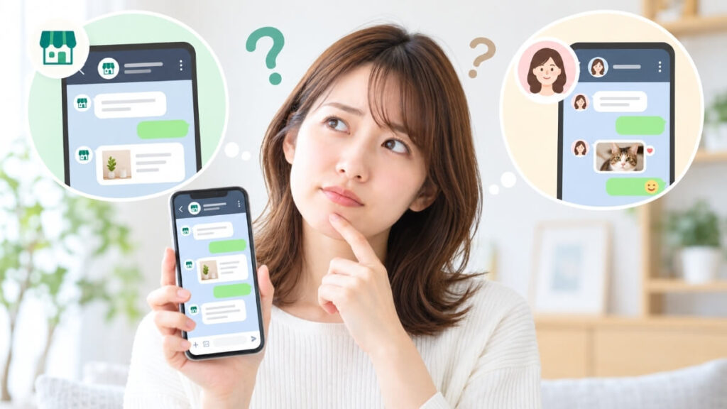 女性が指を顎に置いて首を傾けて考えている様子の画像
