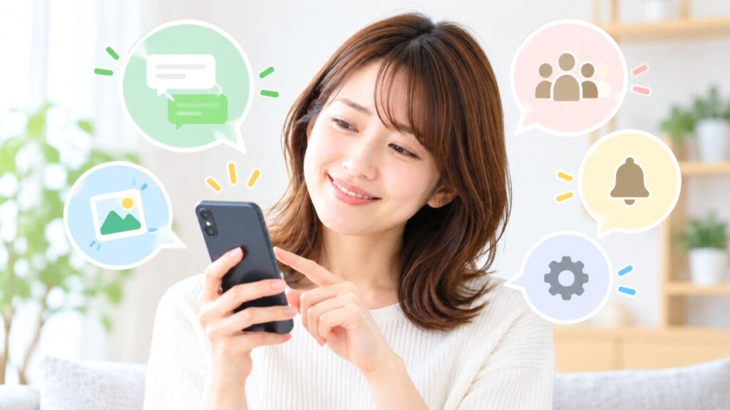 女性がスマホを触っている様子